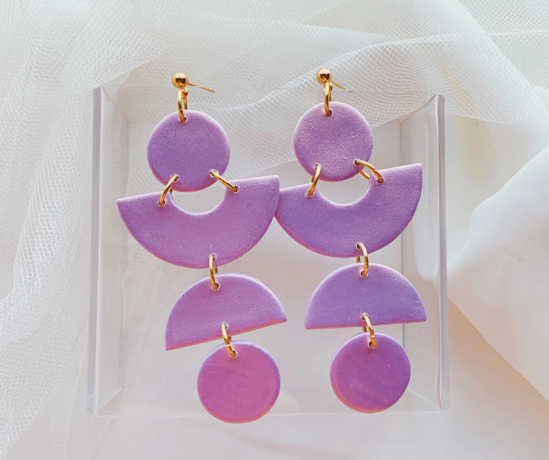 Bridget | Holographic Lilac Clay Earrings