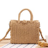 Straw Crossbody Tote Bag with Carry Handle
