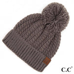 Twisted Cable Knit Pom Beanie