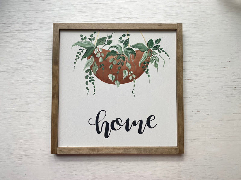 ‘Home’ Hanging Plant Sign