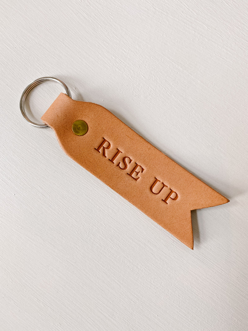 Rise Up Leather Keychain
