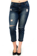 Distressed Frayed Hem Jeans