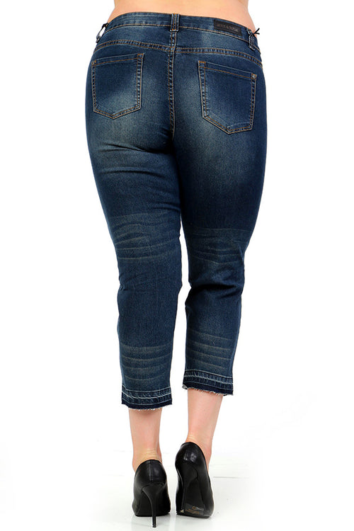 Distressed Frayed Hem Jeans