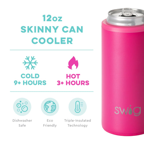 Solid Color Skinny Can Cooler (12oz)