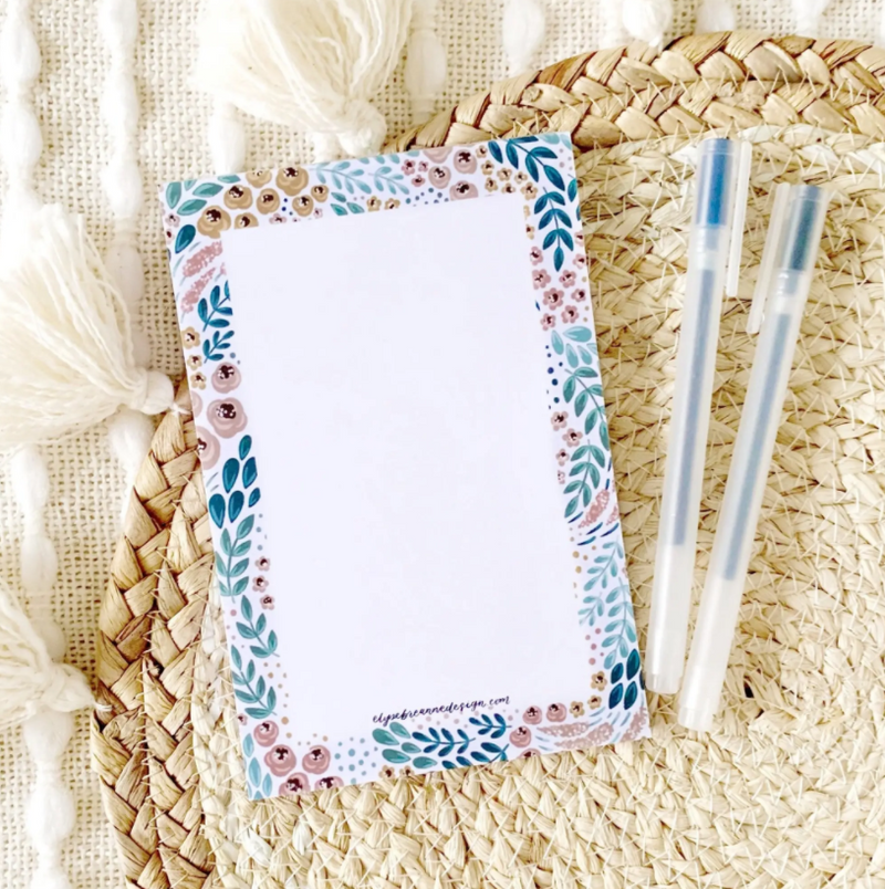 White Floral Notepad